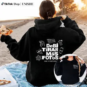 Summer Hoodie for Unisex with Puerto Rico Street Life – Double-Sided Vintage Style, Loose Fit, Round Neck