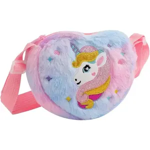 X-KWL04  Kids Crossbody Bag Girls Crossbody Bag, Plush Unicorn Bag Unicorn Purses for Girls, Little Girls Purse