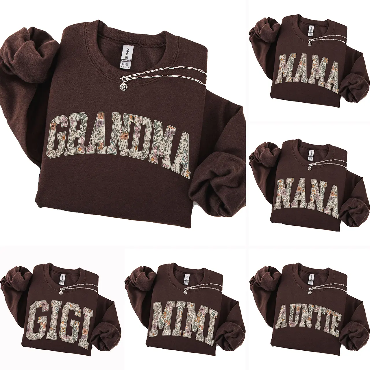 Custom Grandma Heart Sweatshirt | Personalized Grandparent Gift | Floral Grandma, Mama, Nana, Auntie, Mimi, Gigi, Mamaw, Gammie Shirt