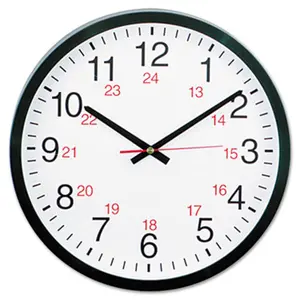 212 MAIN Universal 12.75 in. Black Wall Mount Quartz Wall Clock - 24-Hour Military Time, Quartz Movement, Home Decor Accent