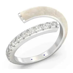 Vida Lab Diamonds Ceramic Chic Gold Open BypassRing, Sterling