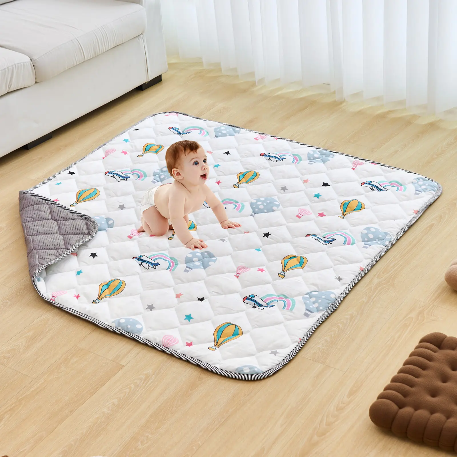 VEVOR Baby Play Mat, 50""x50"" Baby Crawling Mat, Non-Slip One-Piece Soft Baby Playmat, Foldable Floor Mat, Waterproof Activity Playmats for Babies,To