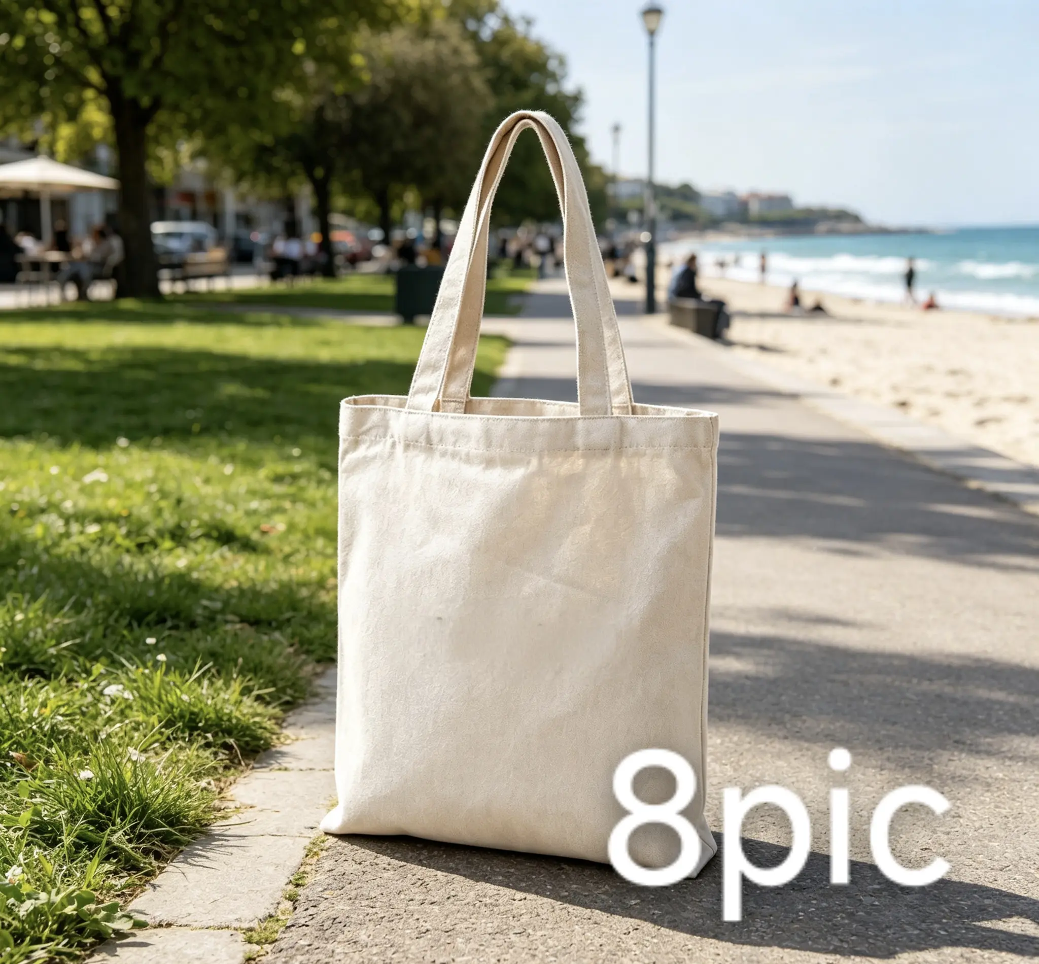 8 Pack Blank Canvas Tote Bags - Washable Reusable Cotton Bags for DIY Painting, Commute, Grocery & Travel, Sturdy Lightweight Totes for Everyday Use