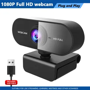 1080P HD Webcam with Noise Cancelling Microphone, 360° Rotatable Base, tripod, for USB Desktop & Laptop, Live Streaming Conferencing