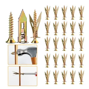 60 Counts Drywall Self Drilling Anchors and Screws,Easy Application,No Drill or Holes in Wall,Heavy-Duty Zinc-Plated Steel Anchors with Self-Tapping Screws,Hollow Screws and Anchors for TV,Bicycle,Cabinet Fixing Accessories.