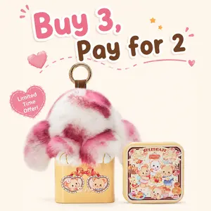【Buy 3, Pay for 2】【BunnyLulu】101 Mini Fluffy Bunny PomPom Keychain with Tin Box, Adorable Plush Pendant for Phone Bag Car, Cute Summer Travel & Everyday Accessory