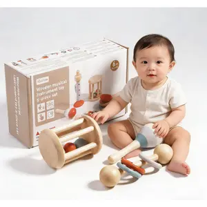 Early Education Educational 5-piece Montessori Sensory Percussion Set, Wooden Baby Musical Instruments, Preschool Fine Motor Skills Development, Toddler Birthday Gift