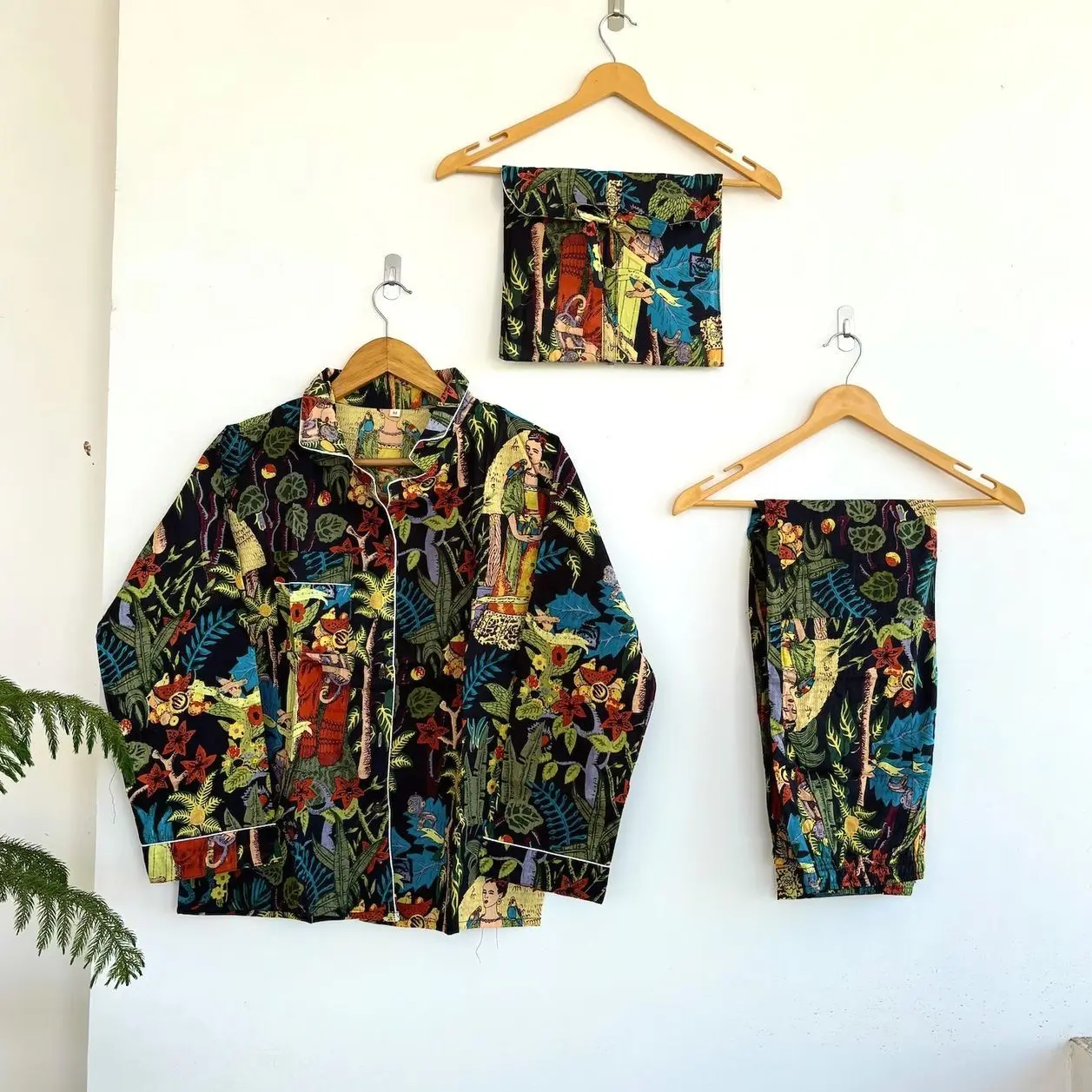 Hand Block Print Cotton Pajama Set: Indian Floral Nightwear