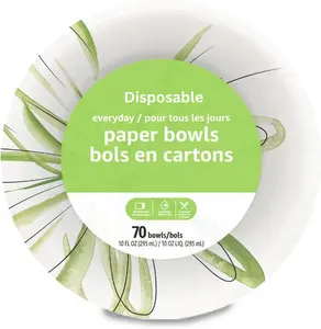 70 Count  Heavy Duty 10 oz Disposable Paper Bowls
