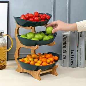 Three-Layer Large Capacity Wooden Fruit Basket, European Multi-Tier Snack Tray, Detachable Shelves, Durable Kitchen Table Candy Dish, Display Storage Rack