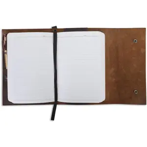 Rustic Journal Cover for A5 Notebooks Fits 5.75 x 8.25 Inch Sketchbooks 5.5 x 8.2 Inch Pads Refillable Organizer with Pen Loop 5 Card Slots Gift for Writers Professionals Brown