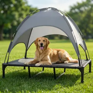 【Service to request the manual】SummerVibes Elevated Dog Bed with Canopy, Outdoor Dog Bed with Removable Shade Tent, Portable Raised Pet Cot Cooling Bed for Dogs and Cats for All Dog Sizes (Small to Large Breeds)