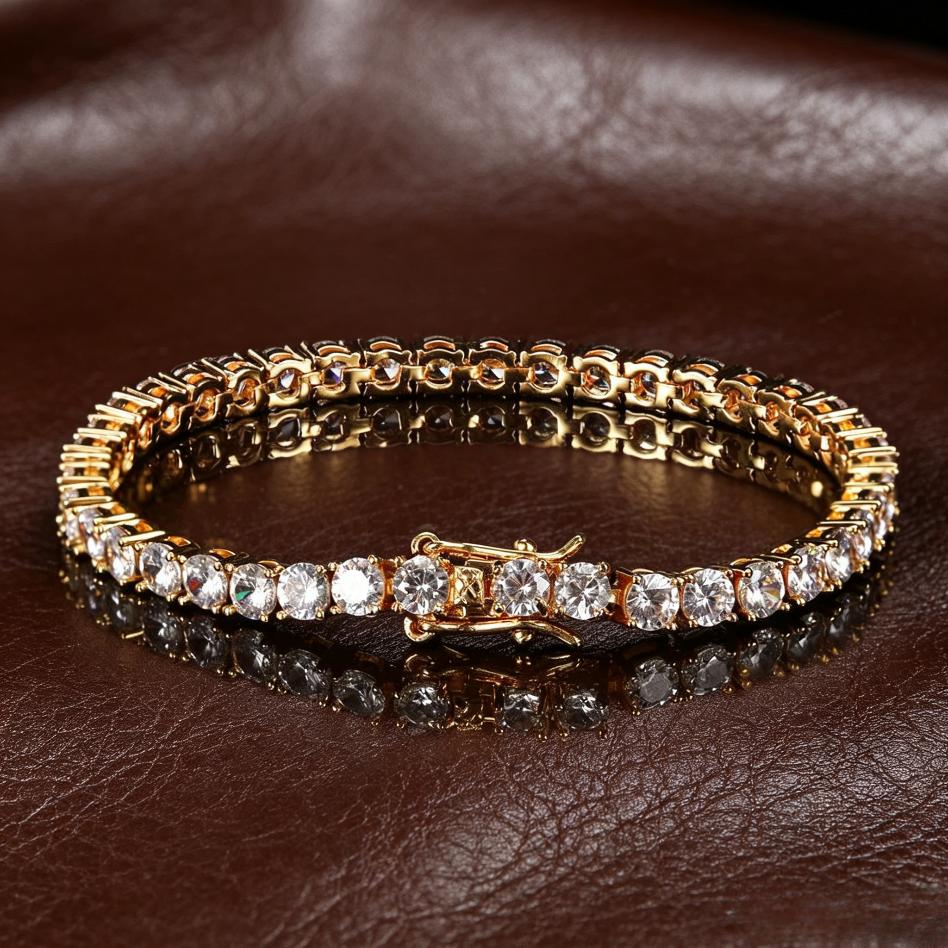 14k gold-plated 6mm European and American hip-hop style diamond tennis necklace, a fashion jewelry for boys and girls, casual and versatile, luxury items