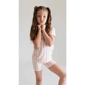 Youth Pajama Shorts Set in Beach Stripes