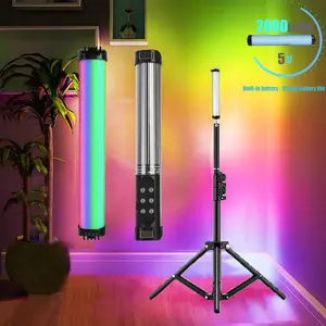 360 Full Colorful LED Lamp Fill Light RGB Video Light Wand Photography Lighting Stick Party Handheld Flash Speedlight With Tripod Stand For Video Shooting Live Streaming