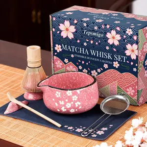Matcha Whisk Set, 7 PCS Matcha Sets with Bowl, Bamboo Whisk and Holder,, Sifter, Bamboo Scoop, Scoop Rest, Christmas Gifts for Tea Lovers, Birthdays New Year Gifts for Mom