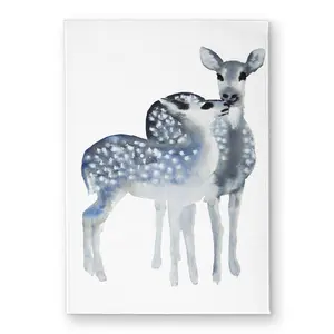 212 MAIN Minimalist Door Mat (CODM17240H8SFH) - 17x24 in, Elegant Blue Fawns Motif Wildlife Art, Durable Polyester Loop Indoor-Outdoor Household Textile Decor