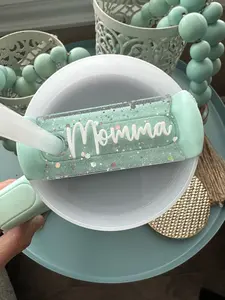 Personalized Silver Glitter Hex Acrylic Nameplate