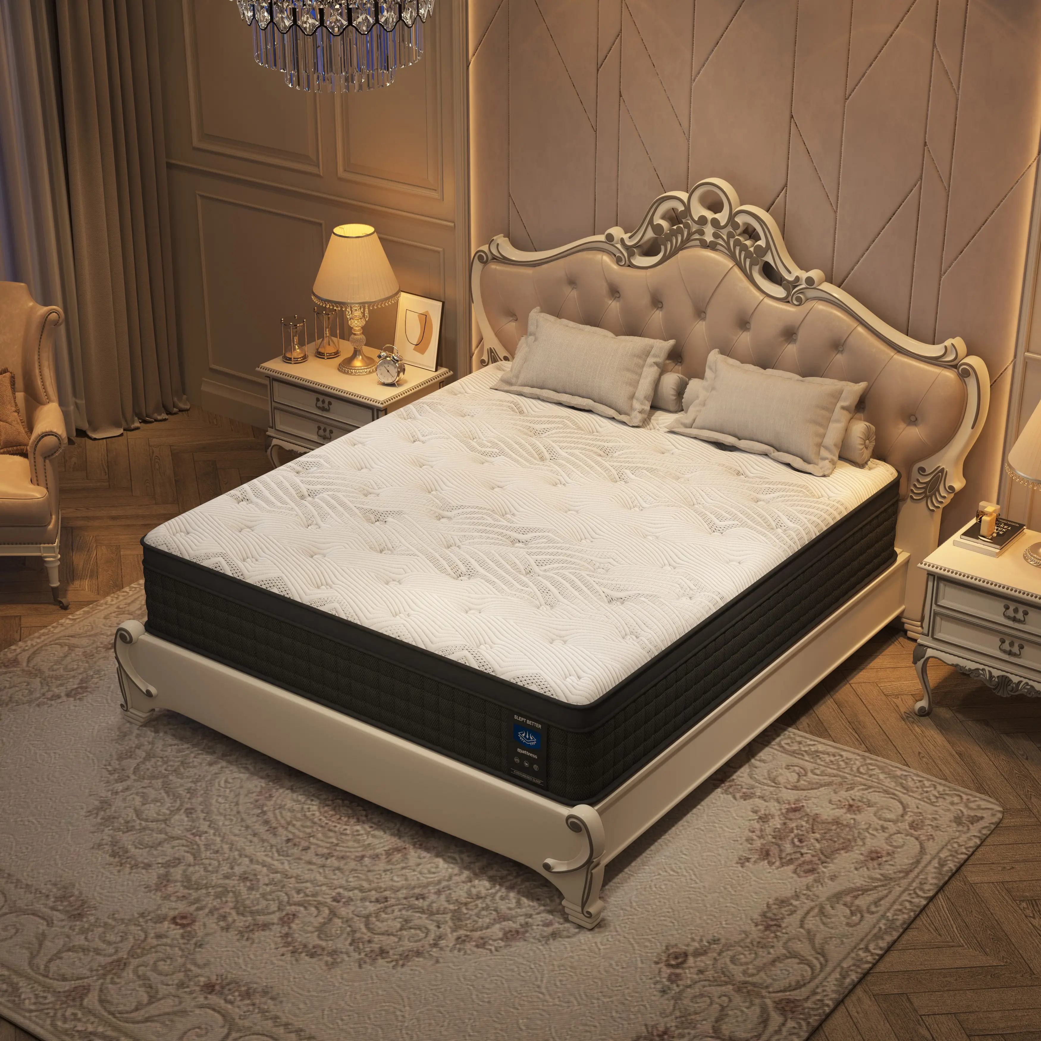 12“inch Twin Full Queen king Memory Foam Hybrid Mattress, White Spring Mattress,Medium Firm Comfort Mattress,CertiPUR-US.