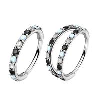 2Pcs (White Opal+Clear CZ+Black CZ)