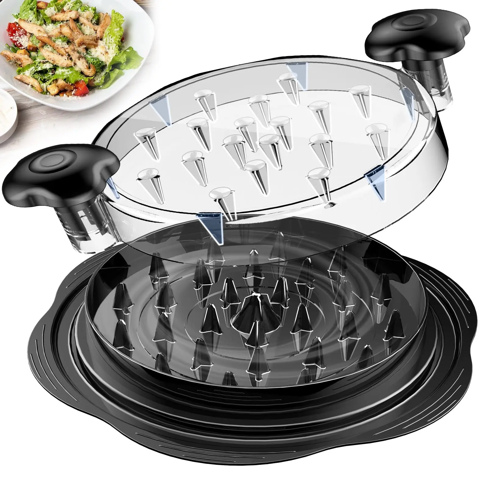 Chicken Shredder, Large Chicken Breast Shredder Tool Twist with Brush, Visible Meat Shredder Machine, Strong Anti-Slip Strip & Ergonomic Handle, BPA Free, Ideal for Pork Beef Chicken