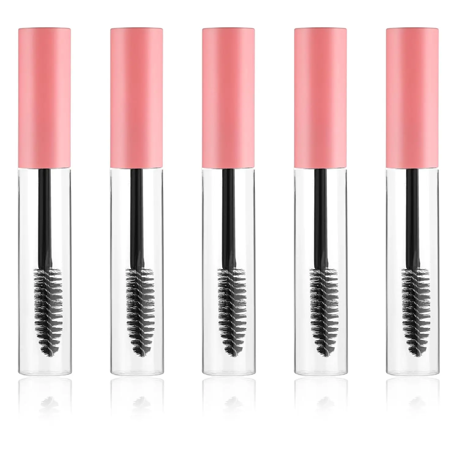 5 Pack 10ml Empty Mascara Tube with Brush Wand Mascara Tubes Empty for Castor Oil Refillable Eyelash Cream Container Premium Eyelash Cream Container Bottle with Leak Stoppers (pink)