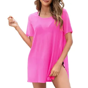 Women's  1Pc Swimsuit Cover-Ups Beach Tops Transparent Swimsuit Cover-Ups Women's See-Through Swimsuit Cover-Ups Side Slit Bikini Mesh Cover-Ups Resort Wear