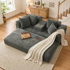 78.7in 4-in-1 Foldable Floor Sofa Bed Couch in a Box - 3-Seater with 2 Cup Holders, Boneless Convertible Recliner Sleeper for Living Room, No Assembly Required