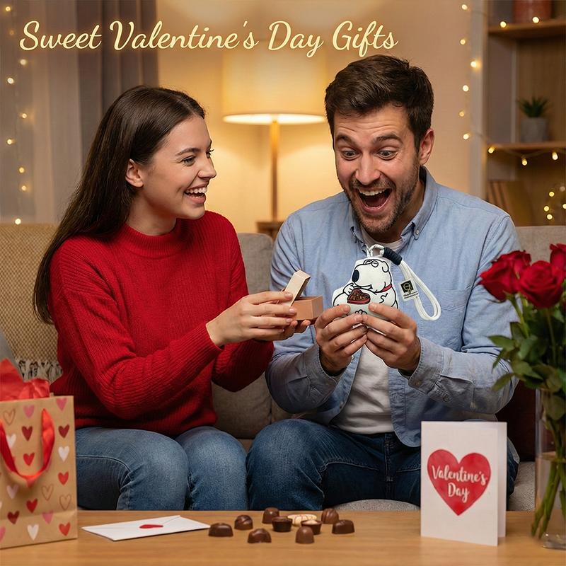[2026 Upgraded] Perfect Valentine's Day Gift for the Chocolate Lover Funny Talking Brian Dog Keychain with Clearer Sound & Long-Lasting Battery, Cute Voice Recording Plush Keyring, Stress Relief Gag Gifts for White Elephant, Pet Lover Car Bag Decor