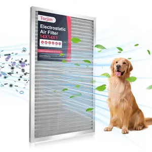 14x14x1 MERV8 Washable & Reusable Electrostatic Air Filter - AC\/HVAC Furnace Filter, Permanent, Easy Install