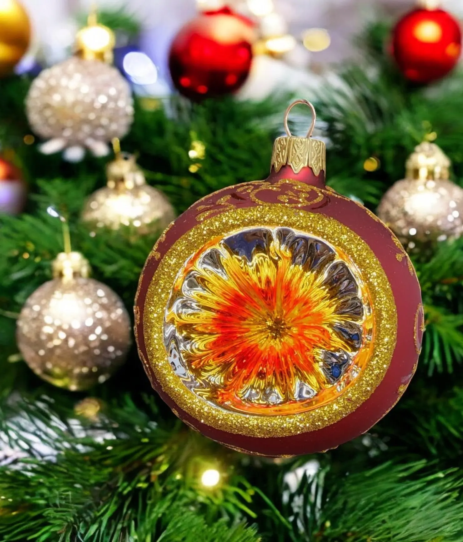 Red Blown Glass Ornament - Red Reflector