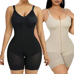 1 Count Women's Solid Color Tummy ControlButt Lifting Full Body Shaper, Fajas, AdjustableShoulder Straps with Zipper and Hook ClosureShapewear, Zipper Gusset Open CrotchJumpsuit, Adjustable Strap Bodysuit, Suitablefor Daily Wear & Training shapewear