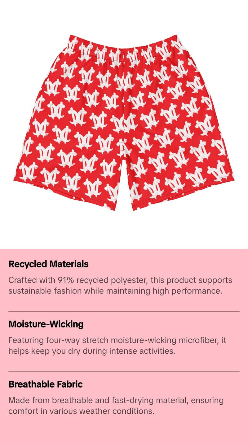 CC All-Over Print Unisex Athletic Long Shorts'Red CC All-Over Print Unisex Athletic Long Shorts'Red