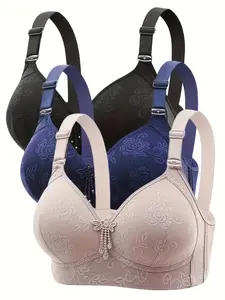 Women's Lace Underwireless Push-Up Bra Set, Seamless Comfort Fit Design, Breathable Soft Fabric, All-Day Support Perfect Choice