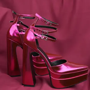 Elegant 6 Inches Chunky Platform Heels for Women Block High Heels Ankle Buckle Sandals Pumps with Stylish Ankle Strap and Comfortable Design