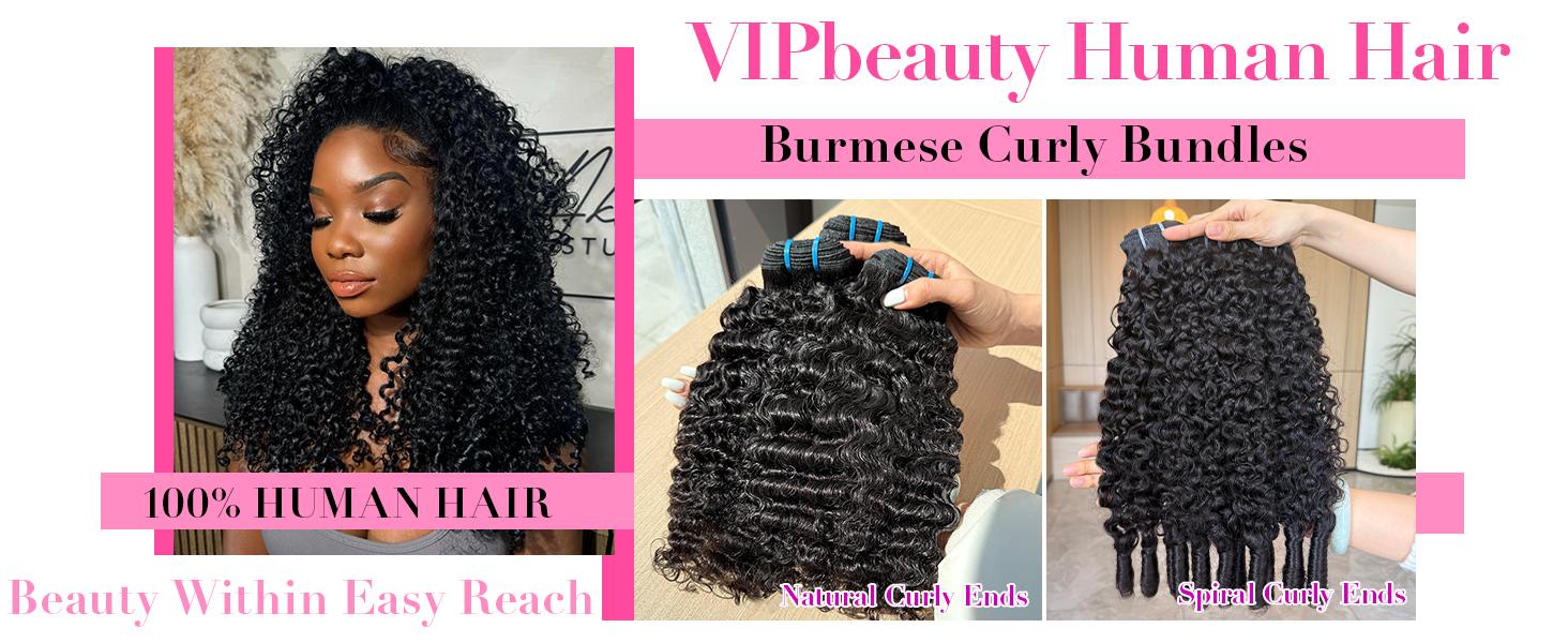 【Lowest Price】VIPbeauty  12A Burmese Curly Bundles Human Hair 100% Unprocessed Virgin Hair Bundles Deals Human Hair Extensions 12A Raw Burmese Curly Human Hair Bundles for Black Women Natural Black Spiral Curly End Human Hair Weft Extensions