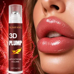 SUMIFANG 3D Lip Plumping Lip Serum, Collagen Peptides + Hyaluronic Acid – Instantly plumps, moisturizes, brightens, 360° rollerball applicator, cooling sensation, non-sticky, Moisturizing, Can be used alone or as a lip primer for fuller lips