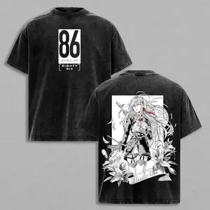Vladilena Milizé 86 Eighty-Six Oversized Vintage Tee – Retro Washed Anime Streetwear Shirt, War Commander Light Novel Inspired Graphic Fashion Otaku