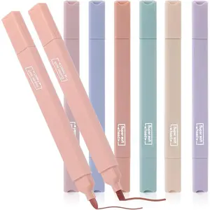 6 count Pastel Highlighters - Aesthetic Cute Double  Assorted Colors Soft Chisel Tip Markers for Diary, Plan, Notes & School Supplies