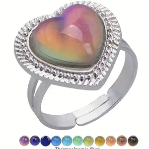 Large Heart Shaped Mood Ring Changes Colors According To Your Mood