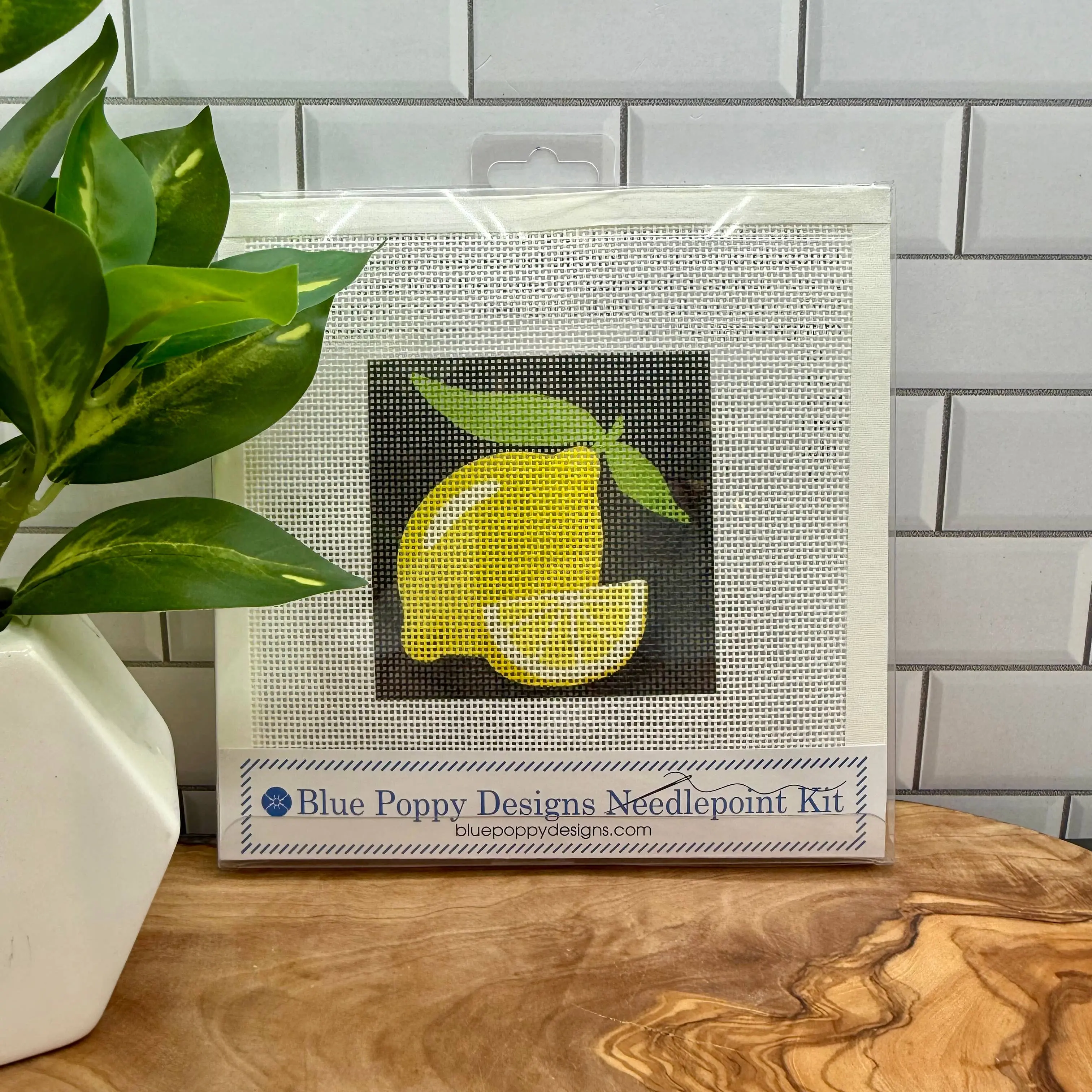 Lemons on Black Needlepoint Kit