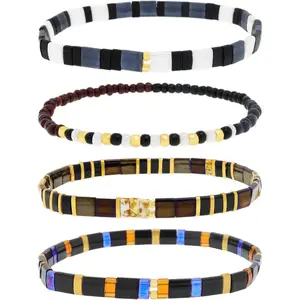 Tila Flat Seed Beads Stack Bracelets Set for Women, Boho  Glass Colorful Beads Friendship Stretch Bracelet Holiday Prom  .