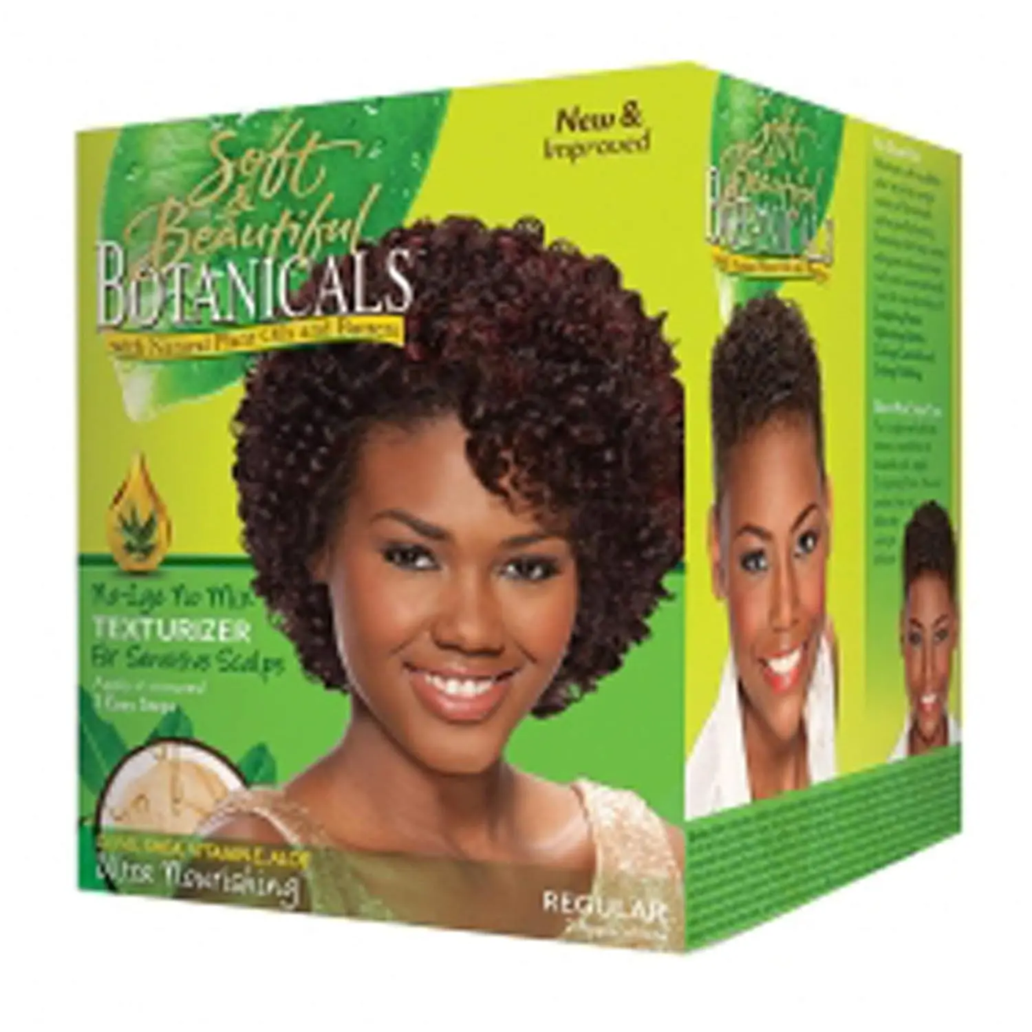 Soft & Beautiful Botanicals No-Lye No-Mix Texturizer, Sulfate-Free Haircare for Sensitive Scalps, Regular, 2 Applications
