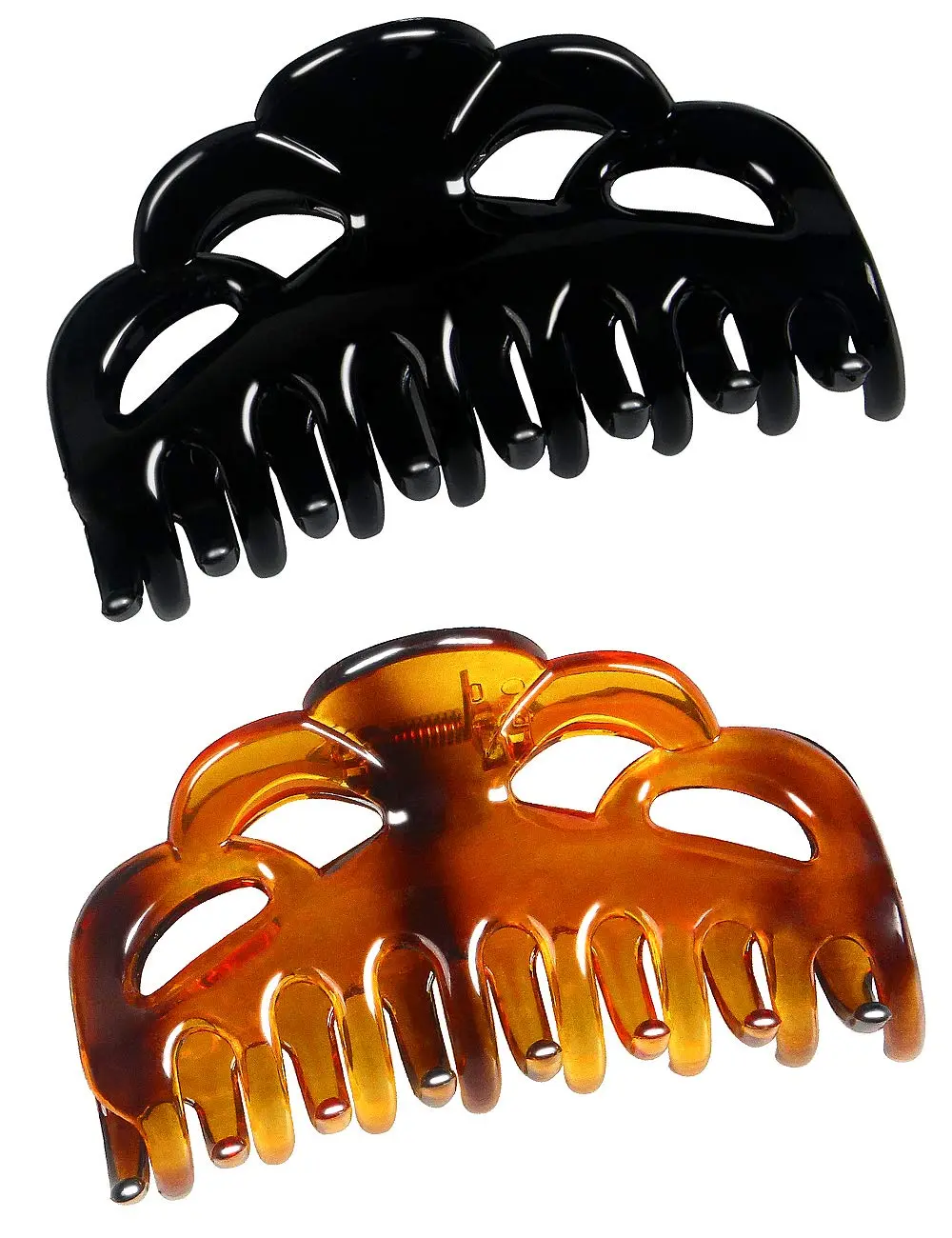 Medium Hair Claw Clips for Women Gilrs Fine Thin Hair Plastic Claw Clamps Clips in Set Hair Accessories (Arc-Black+Brownish Red-M) ACCGLORY