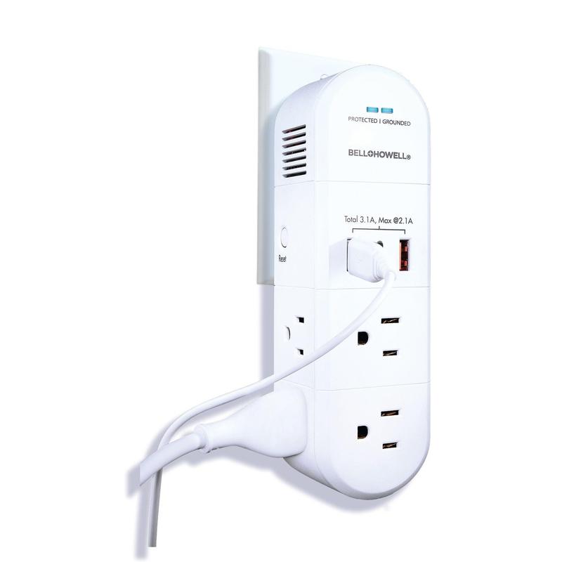 Bell + Howell Swivel Power, Power Strip w/Surge Protection Rapid, Swiveling Charging Station USB Outlet Extender – with Electrical, USB-C, USB-A 125VAC / 60Hz / 10A / 1250WMax, UL STD 498A