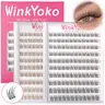 WinkYoko Pre-Glued Cluster Lashes for Adults - Self-Adhesive Natural Cosmetic Eyelash Extensions, Fishtail/C Curl, 8-14mm Mixed Length, Beginner-Friendly, Lightweight Wispy Cat Eye Look, Long-Lasting