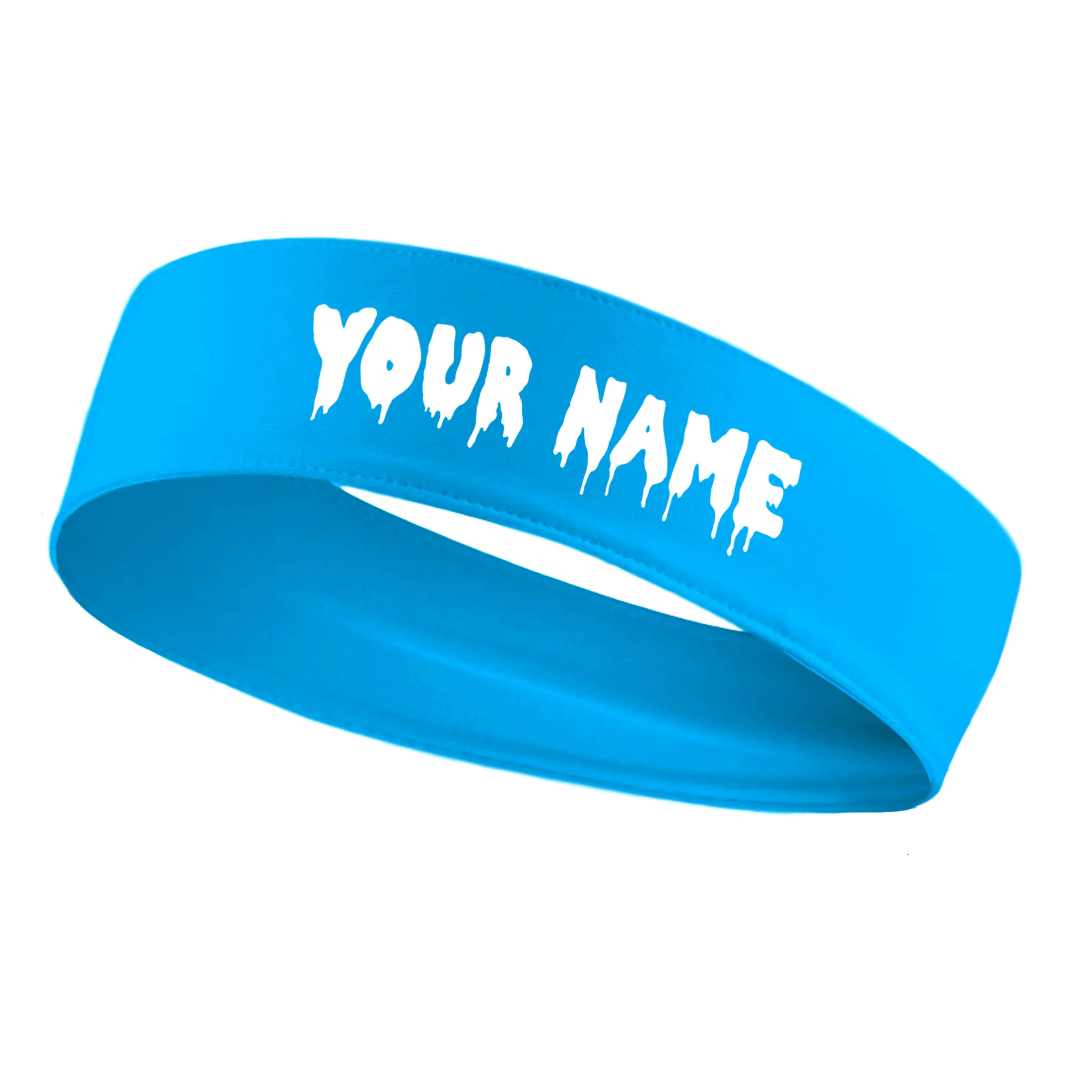 Custom Personalized Customized Name, Text Number Drip Tie Headband Sports Soccer Football Basketball Baseball Volleyball Tennis Running Weightlifting Accessories Boys Girls Men Women Bandana Head Tie White Black Red Blue Green Orange Yellow Pink Grey Gift