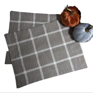 Double Sided Farmhouse Abbot Ecru Cotton Slub Set of 2 Placemats hand tufted hand placemat