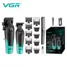 VGR V-196&996 Professional Adjustable Wireless Hair Cutter for Men - Cordless Stainless Steel Barber Clippers & Beard Trimmer Set, 0-Gap T-Blade with LED Display, 300 Minutes Runtime, 7000 RPM Barber Equipment, Gifts for Him (TikTok Shop Back to School)