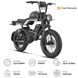 HAPPYRUN 100 Pro Electric Bike , 6000W Peak Power, Up To 50 MPH Top Speed, 72V 33Ah Battery, Up To 78 Miles Range, Hydraulic Brakes, 400 LBS Load Capacity, With 2-Year Warranty
